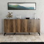Hanah Home Consola Elegante 1604 Nogal y Mármol Negro, 180x80.8x45 cm, Estilo Bohemio
